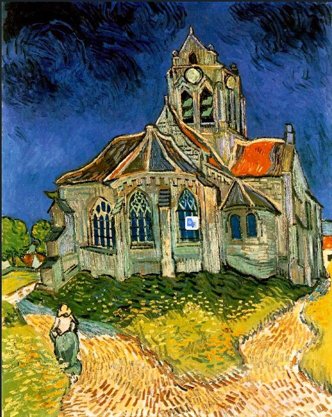 The Church at Auvers -Vincent van Gogh-dafen village