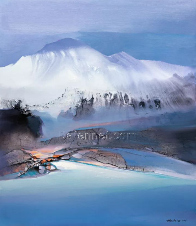 abstract landscape oil painting snow mountain oil painting