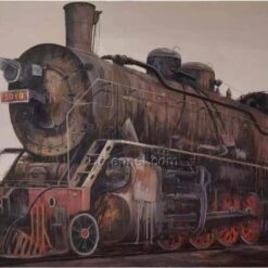 Original Oil Painting Steam Train - Collectibles