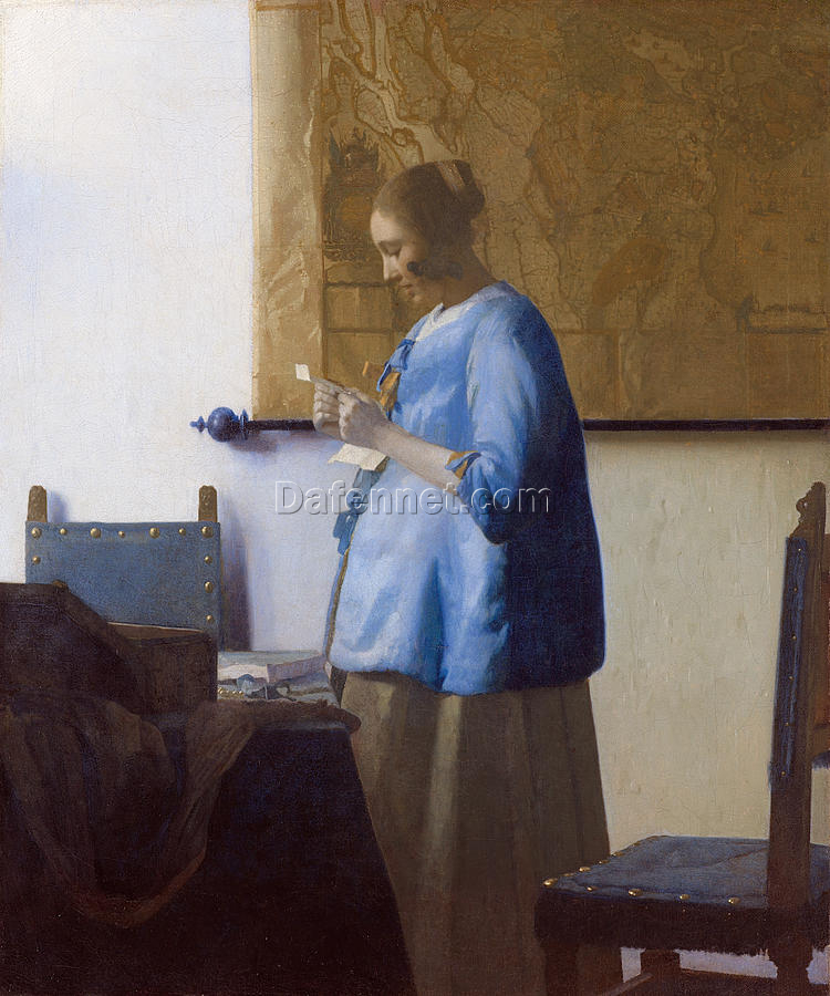 Woman reading a letter (Woman in Blue Reading a Letter) Johannes Vermeer -oil painting reproduction