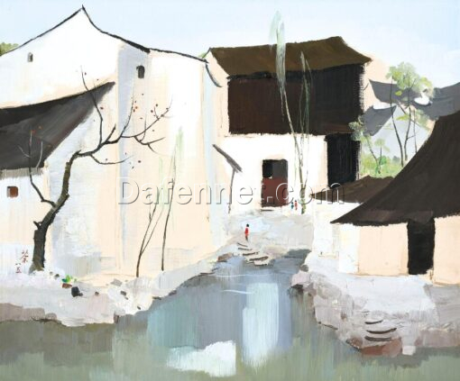 WU GUANZHONG (1919-2010) Manners of the Hometown of Lu Xun-Chinese style oil painting
