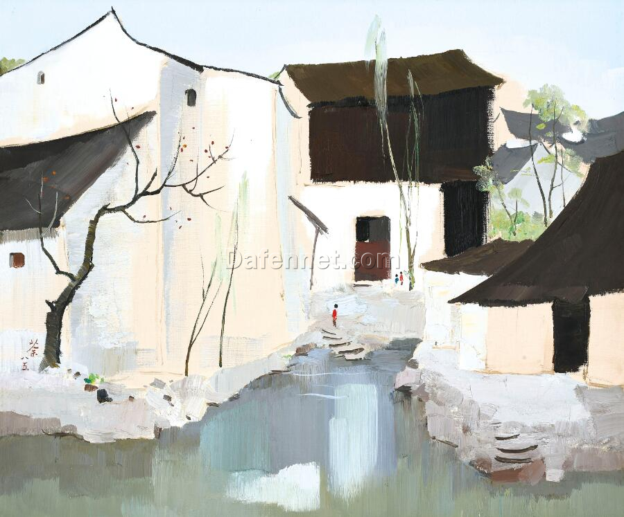 WU GUANZHONG (1919-2010) Manners of the Hometown of Lu Xun-Chinese style oil painting