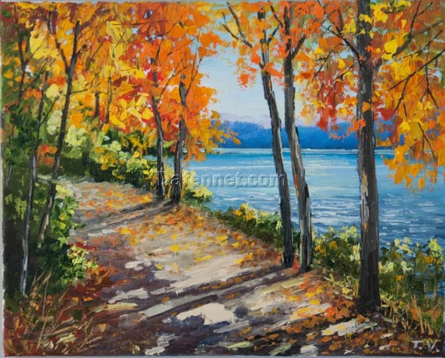 Custom Oil Painting of Golden Autumn Forest – Perfect for Home Decor and Gift Giving