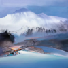 Abstract Alpine Majesty: Snow-Capped Mountain Landscape in Oil – Artistic Interpretation