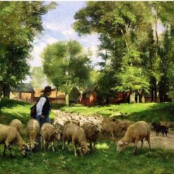 Pastoral Symphony: The Shepherd’s Serenity – An Oil Painting Capturing the Essence of Rural Tranquility
