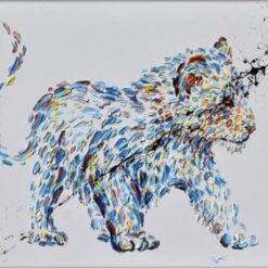 Little Lion Wonder: Hand-Painted Oil Canvas - Original Young Lion Artwork for Majestic Home Decor