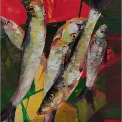 Impressionist Waters: Captivating Fish Oil Painting in Original Style