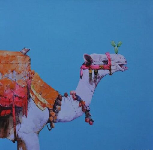 Desert Elegance in Brushstrokes: Captivating Impressionist Camel Art