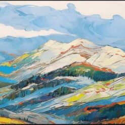 Abstract Colorful Mountain Canvas Painting - Original Landscape Art for Living Room Decor, Customizable Wall Art Gift