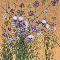 Desert Bloom: Vibrant Flowers on Dry Terrain - An Original Oil Landscape Masterpiece