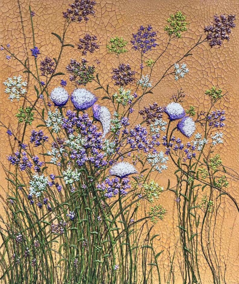 Desert Bloom: Vibrant Flowers on Dry Terrain – An Original Oil Landscape Masterpiece