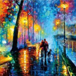 Colorful Boulevard: An Impressionist Oil Painting of Lively Street Scenery