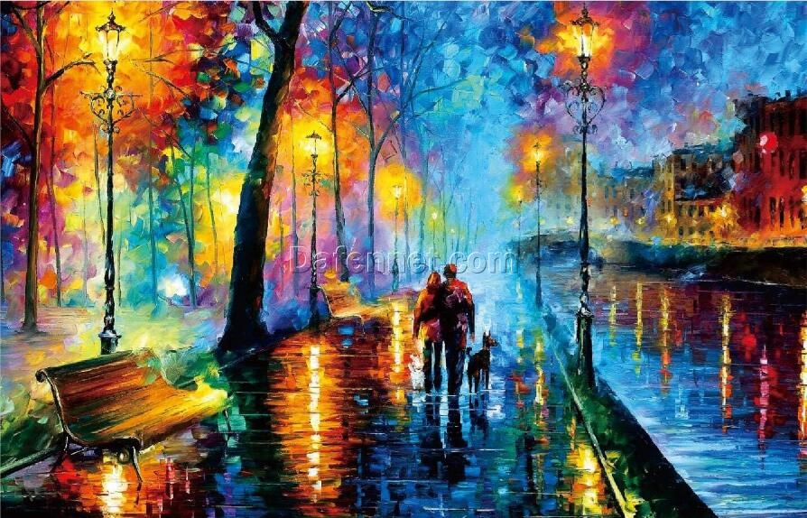 Colorful Boulevard: An Impressionist Oil Painting of Lively Street Scenery