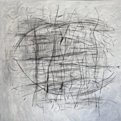 Monochrome Elegance: Abstract Black and White Oil Painting with Grey Lines for Contemporary Spaces