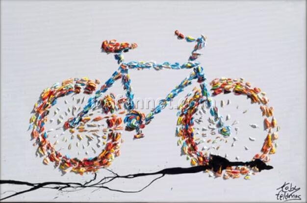 Vibrant Abstract Bicycle Art: Colorful Cycling Decor for Modern Interiors