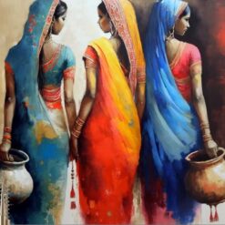 Elegance Embodied: Indian Women Canvas Wall Art | Oil Painting