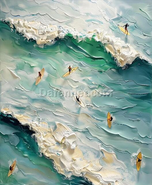 Original Abstract Ocean Surfing Canvas Oil Painting – Seascape Wave Art for Modern Home Decor