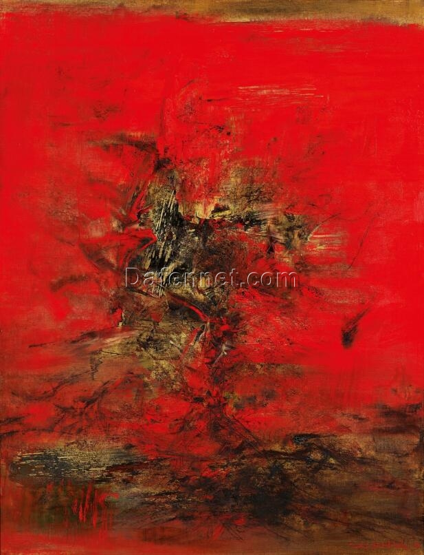 Zao Wou-Ki’s Vibrant Crimson Abstract: Unveiling the Majesty of Red in Modern Art Masterpieces