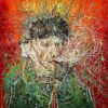 Da Fen Village Studio Reproduction - Zeng Fanzhi Inspired Van Gogh Portrait with Red Background, Hand-Painted Oil Canvas for Art Collectors