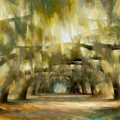 Abstract Forest Canvas: Textured Oil Painting of Enchanted Woods