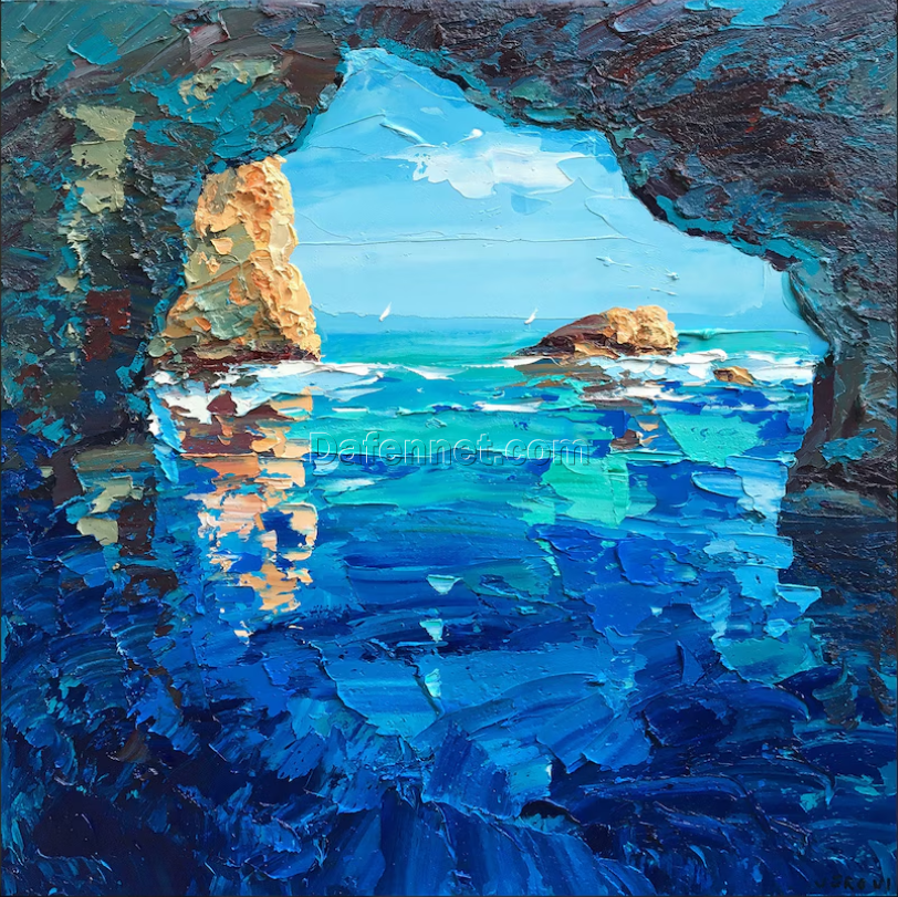 Blue Grotto Capri Island Original Art – Impressionist Seascape Painting