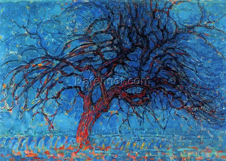 Twilight Beauty: ‘Avond (Evening): The Red Tree’ by Piet Mondrian – A Neo-Impressionist Gem
