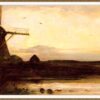 Twilight Harmony: 'Mill in the Evening' by Piet Mondrian - A 1905 Impressionist Landscape from Dafen Oil Painting Studio