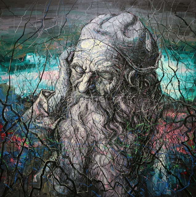 Zeng Fanzhi Inspired Portrait of an Old Man – Masterful Expressionist Oil Painting Replica | Art Collector’s Choice