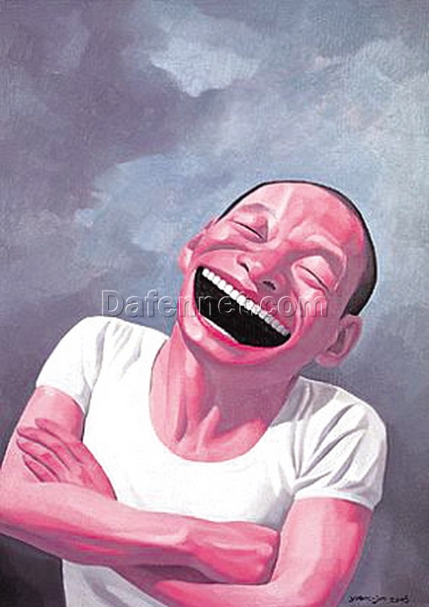 Yue Minjun Oil Painting – Laughing Man Series | Contemporary Chinese Art, Pop Art, Surrealism, Da Fen Village