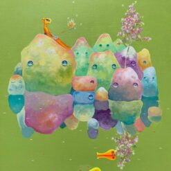 DaFen Village Original Artist Yan Zeming and His Original Oil Painting 'Joy of the Fish'