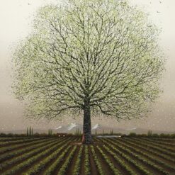 ajestic Lone Tree Overlooking the Countryside - A Serene Landscape Painting