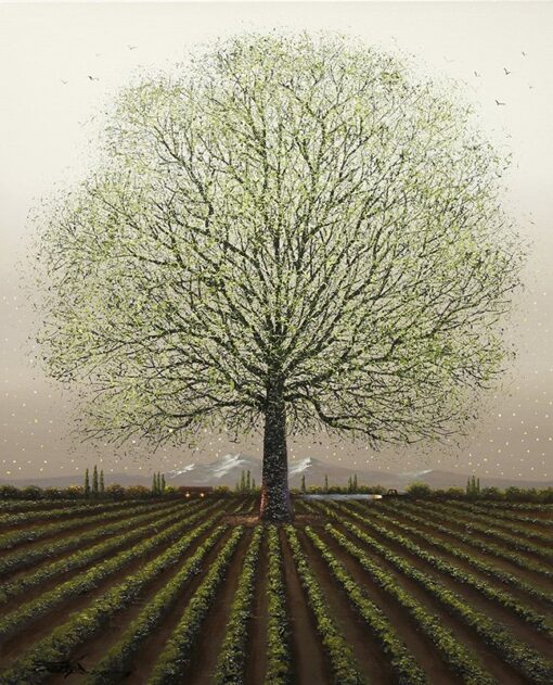ajestic Lone Tree Overlooking the Countryside – A Serene Landscape Painting