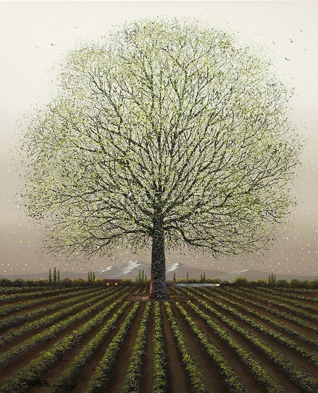 ajestic Lone Tree Overlooking the Countryside – A Serene Landscape Painting