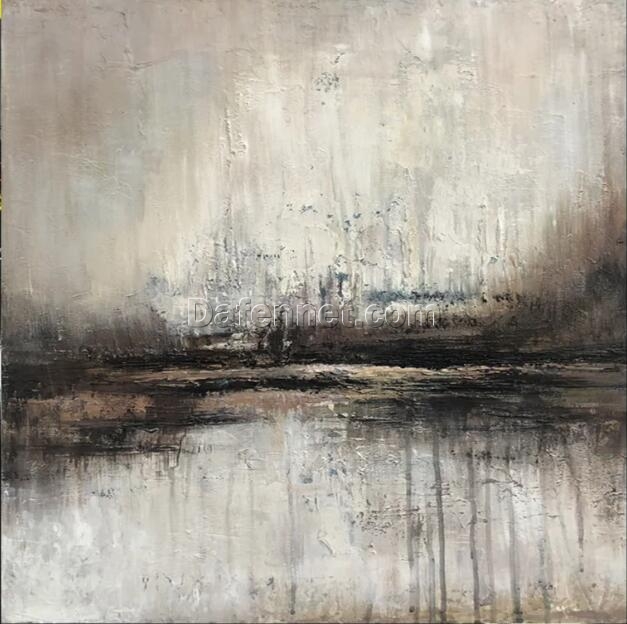 Original Abstract Landscape Oil Painting on Canvas | Minimalist Textured Art in Black, White, Brown | Custom Sizes Available