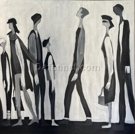 Original Abstract Human Canvas Art | Black and White Figurative Textured Minimalist Painting | Wall Decor