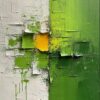 Original Abstract Oil Painting | White Textured Art with Green 3D Texture, Yellow Minimalist Wall Art | Large Abstract Canvas Art