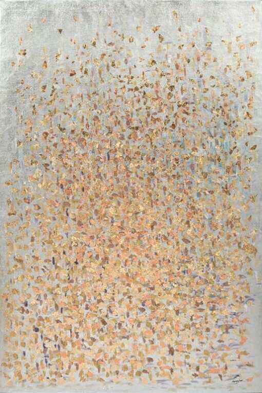 Silver Foil Abstract Oil Painting: Modern Minimalist Art from Dafen Village
