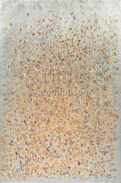 Silver Foil Abstract Oil Painting: Modern Minimalist Art from Dafen Village