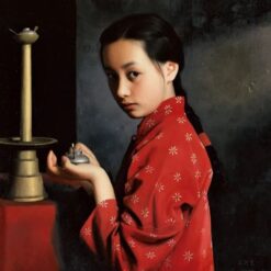 Little Girl Holding Lantern in Traditional Chinese Clothing: Hand-Painted Character Portrait