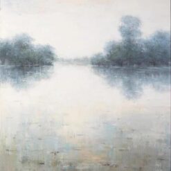 Tranquil Lake Abstract Oil Painting - Serene Modern Decorative Artwork for Contemporary Interiors