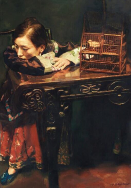 Chen Yifei Masterpiece ‘Encaged Thoughts’ – Intricate Chinese Contemporary Art for Discerning Collectors