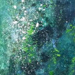 Green Galaxy Abstract Oil Painting - Lush Cosmic Artwork by Dafen Village Art Studio
