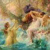 Spring Love: Hans Zatzka Inspired Oil Painting of Girls in Austrian Landscape