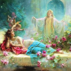Dreamscape: Hans Zatzka Inspired Oil Painting of Girls in Austrian Landscape