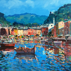 Impressionist Seascape Canvas Painting: Portofino, Italy - Authentic Italian Artwork