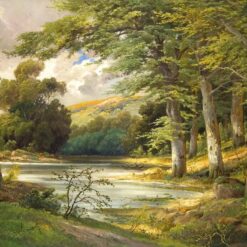 Captivating Forest River Scene: Timeless Oil Paintings from DaFen Village Artisans