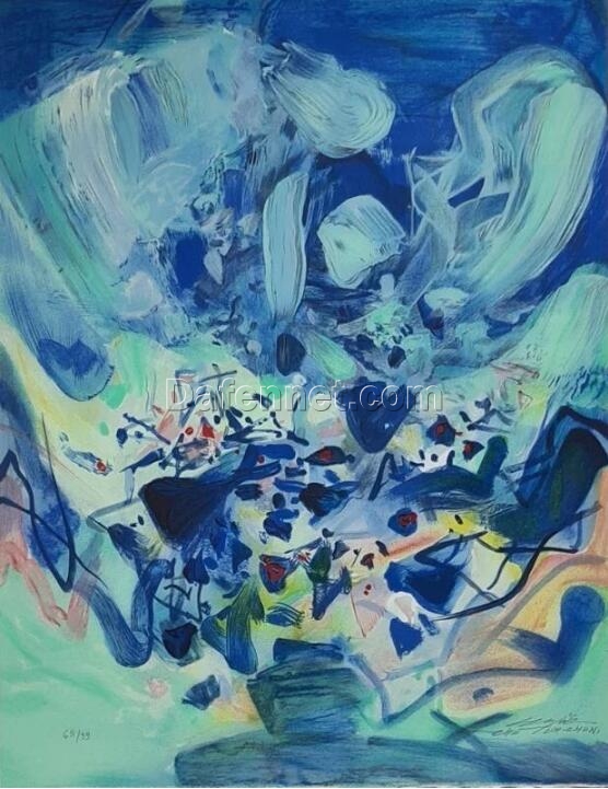 Zhu Dequn’s 2006 Blue Season: Order Custom Reproductions from Dafen Village Art Studio – Embrace Abstract Expressionism