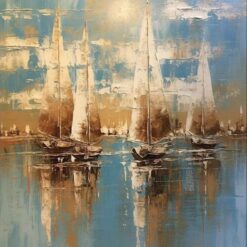 Sunset Boat: Impressionist Abstract Oil Painting Art from Dafen Village Studio – Custom Orders Accepted