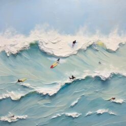 Joyful Coastline: Custom 3D Oil Paintings of Swimming and Surfing Adventures from Dafen Village Art Studio - Order Your Unique Piece Today