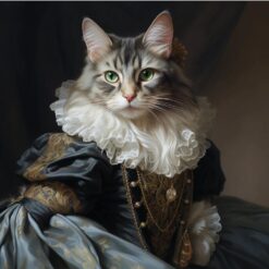 Royal Lady Cat Portraits: Custom Noble Pet Paintings for Cat Lovers